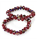 2pc Red Glass Elastic Bracelet Set