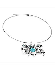 Silver and Turquoise Colour Owl Collar
