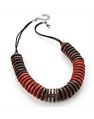 Red Wood Effect Disc Necklace