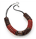 Red Wood Effect Disc Necklace