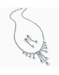 Silver Coloured Necklace and Earring Set