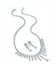 Silver Coloured Necklace and Earring Set