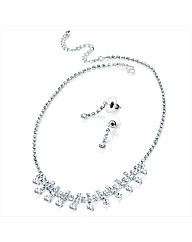 Silver Coloured Necklace and Earring Set