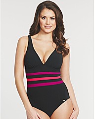 Shaping Colour Block Stripe Swimsuit