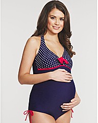 Marine Spot Halter Maternity Swimsuit