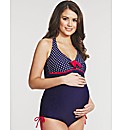 Marine Spot Halter Maternity Swimsuit