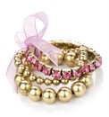 3 Pc Gold Coloured Pink Bracelet Set