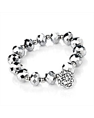 Silver Colour Glass Bead Ball Bracelet