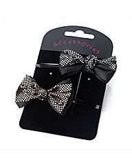2pc Gold and  Silver Coloured Bow Pin