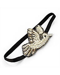 Silver Sequin Bird Stretch Headwrap