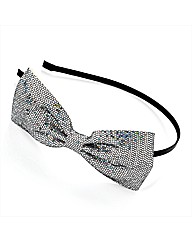 Silver Glitter Look Bow Headband