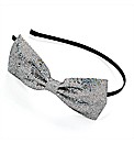 Silver Glitter Look Bow Headband