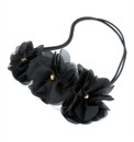3 Flower Black Elastic Headwrap