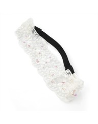 Cream and Sequin Stretch Headwrap