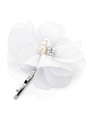 White Crystal Effect Flower Pin