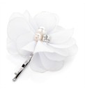 White Crystal Effect Flower Pin