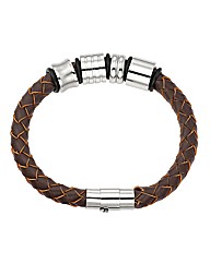 Brown Leather Look Bead Bracelet