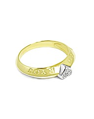 9CT Yellow Gold and Rhodium Love Ring