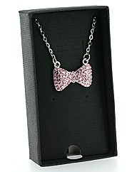 Pink Crystal Bow Pendant