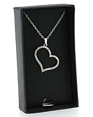 Off Set Crystal Heart Pendant
