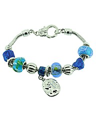 Blue Bead Charm Bracelet