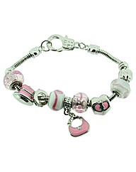 Pink Bead Charm Bracelet