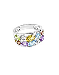 9ct White Gold Multi Stone Band Ring