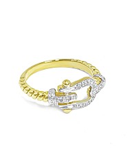 Ladies 9ct Yellow Gold Dia Buckle Ring