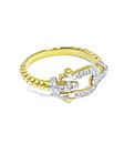 Ladies 9ct Yellow Gold Dia Buckle Ring