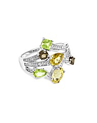9ct White Gold Chunky Multi Stone Ring