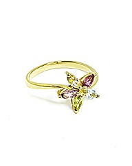 9ct Yellow Gold Multi Stone Flower Ring