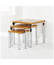 Boston Nest of Tables - Chrome & Beech