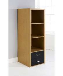 Prague Oak High Gloss 3 Shelf - Black