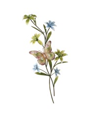 Metal Wall Art Lily Spray with Butterfly