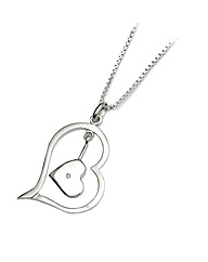 Silver and Diamond Double Heart Pendant
