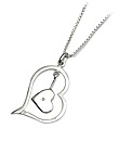 Silver and Diamond Double Heart Pendant
