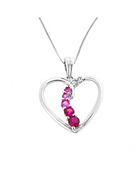 9ct WG Multi Stone Heart Pendant