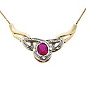 9ct YG Diamond and Ruby Necklace