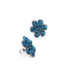 Blue Glass Stone Round Earrings