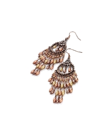Copper Coloured Beaded Drop Earrings