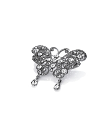 Clear Glass Stone Set Butterfly Brooch