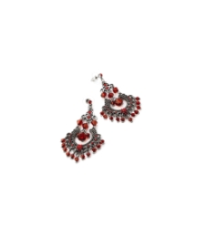 Burnished Silver Red Tone Drop Earrings