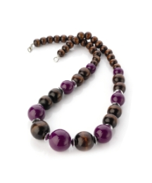 Wood Purple Bead Necklace