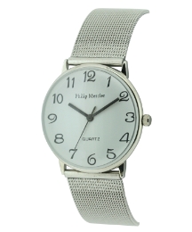 Gents Silver Coloured Bracelet Watch