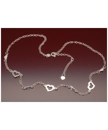 Sterling Silver Multi Heart Adj Necklace