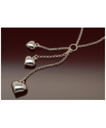 Sterling Silver 3 Hearts Drop Necklace