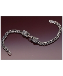 Sterling Silver Oxidised Wolf Bracelet