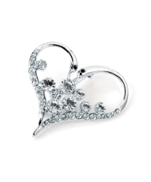 Silver Coloured Swan Heart Brooch