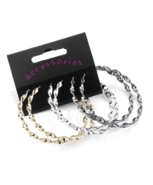 Set of 3 Pairs of Twist Hoop Earrings