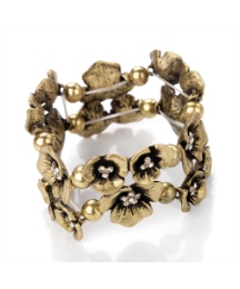 Gold Coloured Elastic Flower Bracelet